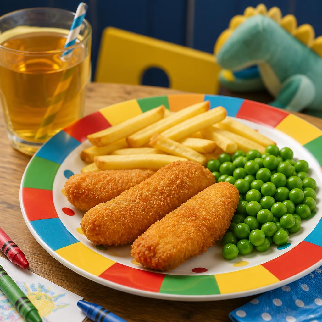 Child-friendly chicken goujons and chips