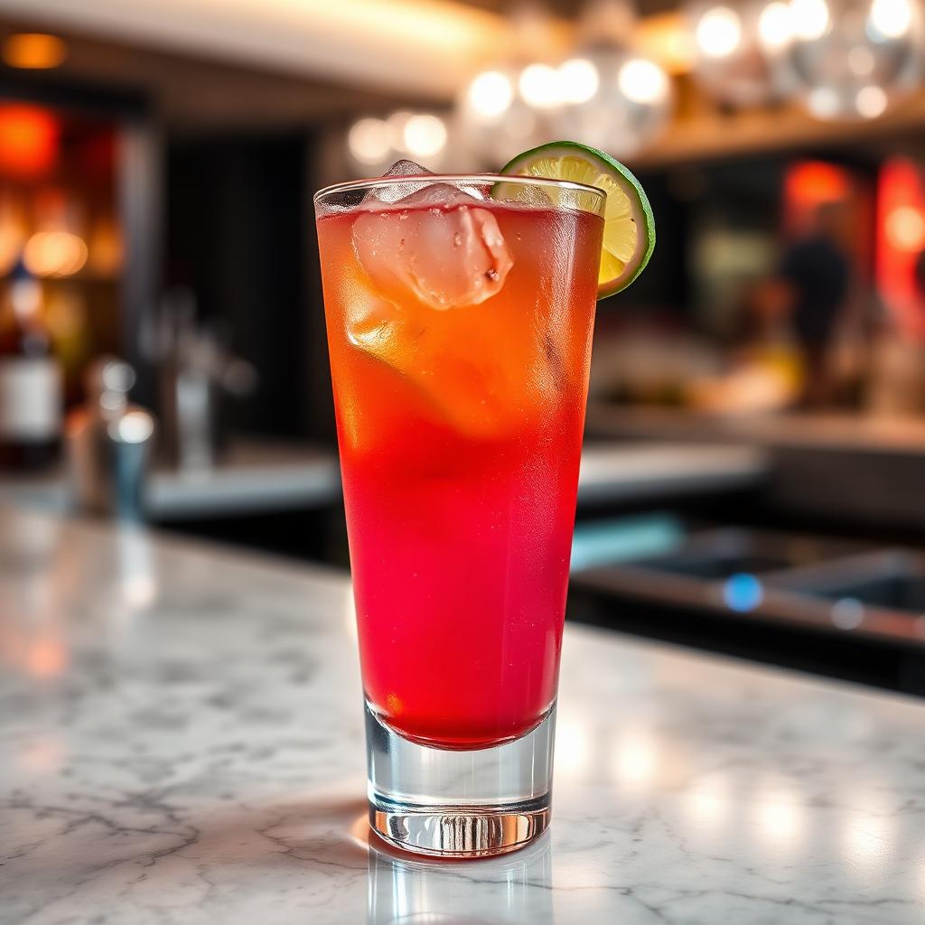 Colourful cocktail with lime and ice