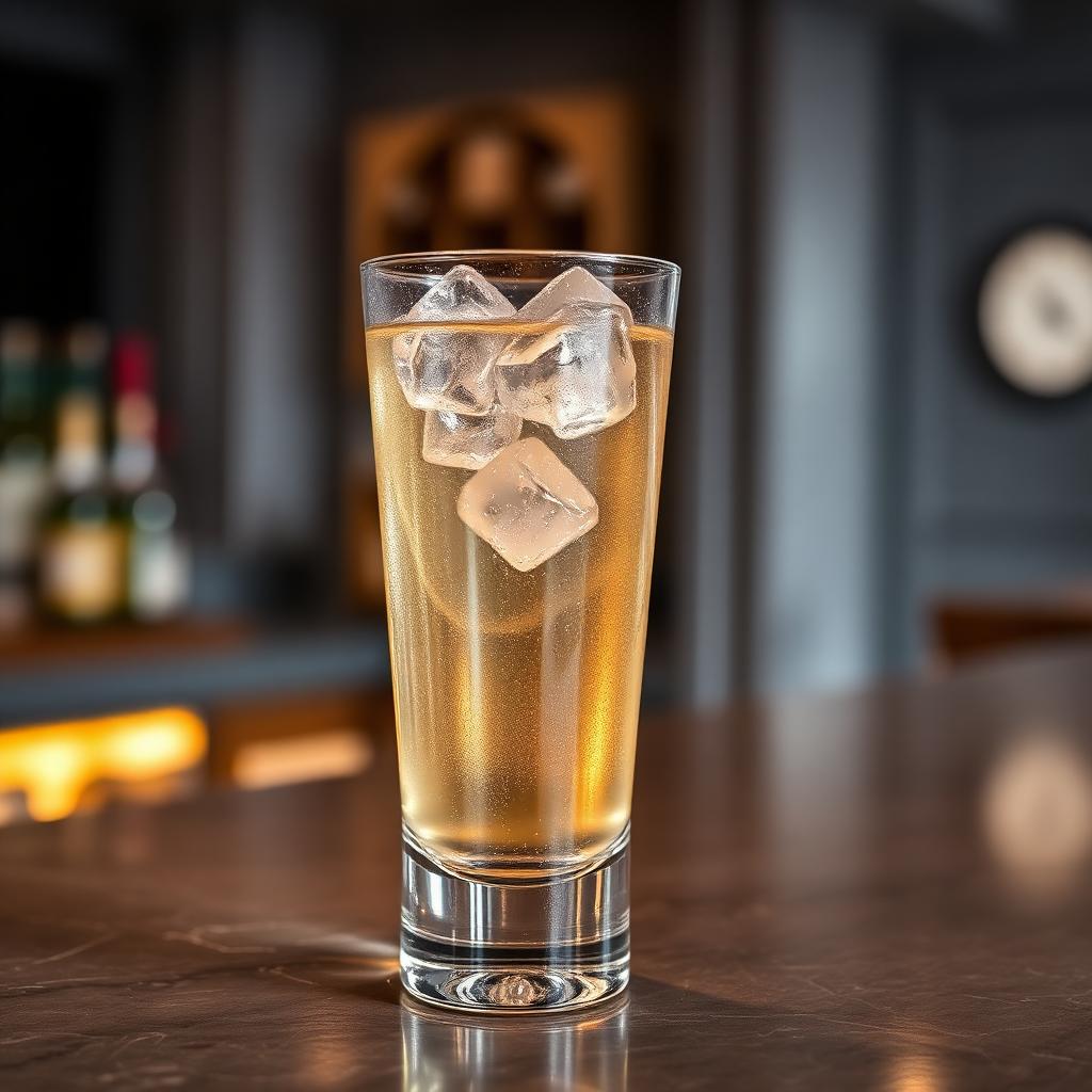 Double spirit and mixer drink with ice